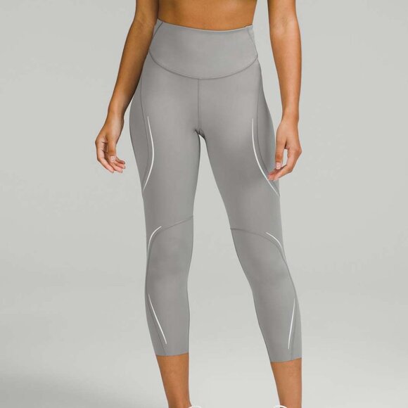 Lululemon Base Pace High-Rise Reflective Crop 23" Gull Grey - Picture 2 of 11